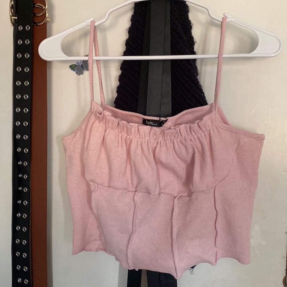 Rib Ruched Detail Crop Top